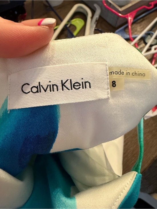 Calvin Klein Blue Green Floral Fit & Flare Dress Calvin Klein Blue Green Floral Fit & Flare Dress
